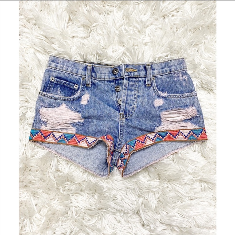 Carmar LF Tribal Boho Cutoff Denim Shorts